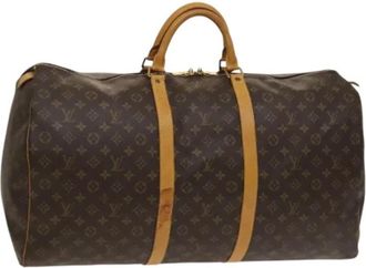 Louis Vuitton Tweedehands Canvas Louis Vuitton tassen - Dames - Vintage Weekendtas - Bruin - ONE Size - Leer - Vintage