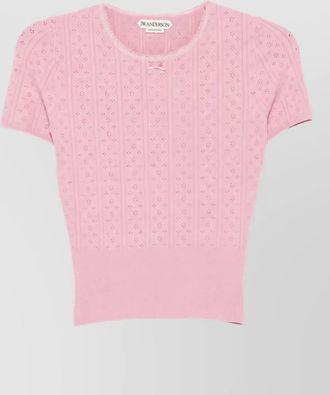 J.W.Anderson pointelle knit slim-fit short-sleeve cotton top