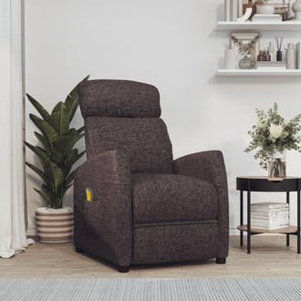 vidaXL Sill&oacute;n De Masaje El&eacute;ctrico Tela Marr&oacute;n Oscuro Vidaxl