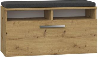 Topeshop Topeshop - Rivi - Mueble Zapatero Con Asiento Y Almacenaje - Puerta Basculante - Dimensiones: 46x85x35 - 6 Estantes - Artesanal