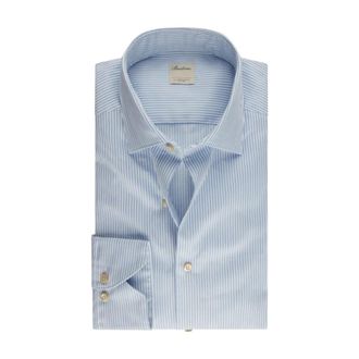 Stenstr&ouml;ms Blauw Gestreept Twill Overhemd - Heren - Casual Overhemden - Blauw - L - Katoen - Overhemden