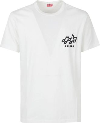 Kenzo Sounds T-shirt met borduursel - Heren - T-shirts - Wit - L - Katoen - Tops