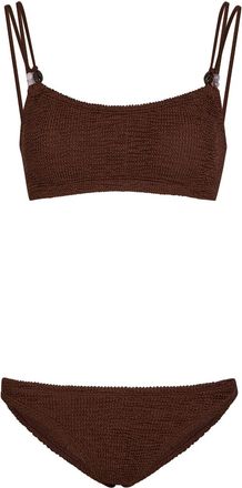Hunza G Cassie Beaded Crinkle Bikini - Brown - One Size