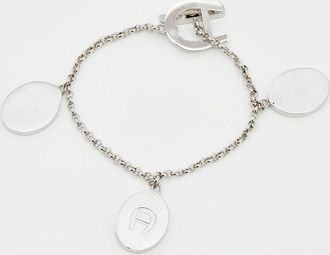 Aigner Crystals Mother Of Pearl Silver Tone Metal Bracelet