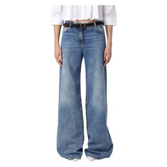 Elisabetta Franchi Jeans Palazzo con Cintura - - Jeans - Donna - Blu - W28