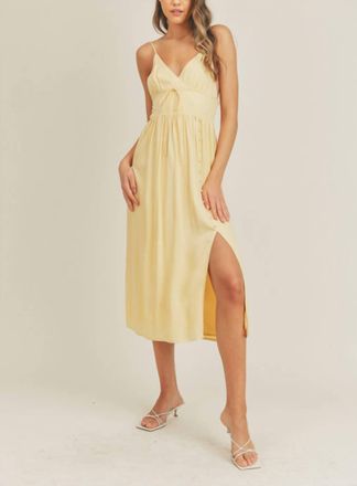 Lush Button Midi Dress In Yellow Butter