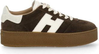 Hogan Brown Suede Leather Sneakers with Rubber Platform Sole