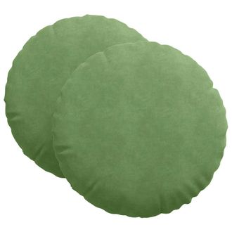 vidaXL Cojines Para Asiento 2 Pcs Verde Claro &Oslash; 40 X 13 Cm Terciopelo Vidaxl