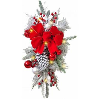 OEM 1 Guirnalda Navide&ntilde;a Con Forma De L&aacute;grima Con Luces, 45x20 Cm, Corona Navide&ntilde;a Preiluminada Para &Aacute;rbol De Navidad, Decoraci&oacute;n Navide&ntilde;a Para Escaleras,