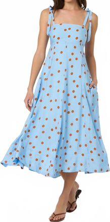 Astr Lillian Polka Dot Midi Dress In Blue Rust