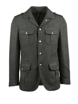 L.B.M. 1911 Military Blazer Jacket in Wool-Linen Blend with Utility Details
