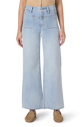 Paige Anessa Raw Hem High Waist Wide Leg Jeans in La Belle at Nordstrom, Size 25P