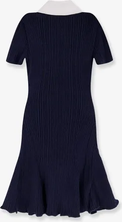 Self Portrait Womens Mini Ribbed Dress Blue Polyamide
