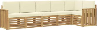 vidaXL Conjunto De Sof&aacute;s De Exterior 6 Uds. Blanco Y Crema Poli&eacute;ster Vidaxl