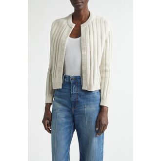 Johnstons of Elgin Lecht Open Front Rib Cashmere Cardigan in Lunan Sand at Nordstrom, Size X-Large