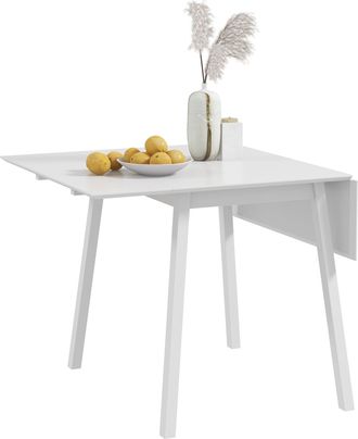 HOMCOM Extendable Kitchen Table for 2-4 - Folding Drop Leaf Dining Table - White - HOMCOM | TJ Hughes