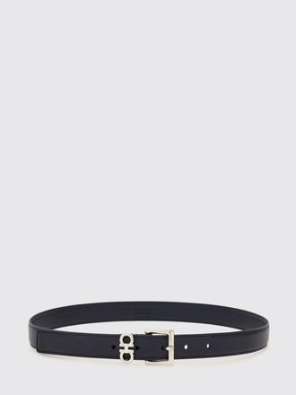 Ferragamo Adjustable Gancini Belt in Blue Smooth Calfskin Leather