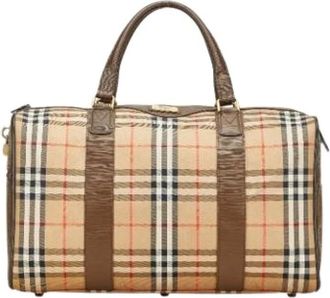 Burberry Pre-owned Weekend Bags, female, Beige, Size: ONE SIZE Pre-owned Canvas Weekend Bag