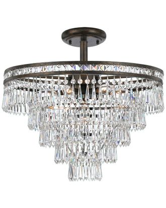 Crystorama 6-Light Mercer Semi Flush Mount Hand Cut Crystal