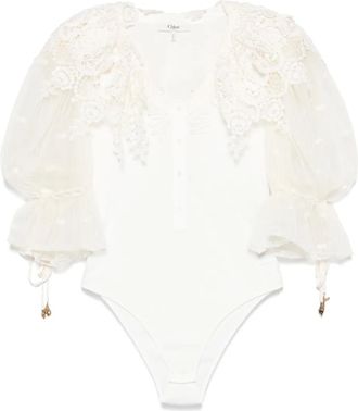 Chloé Body in cotine con applicazione in pizzo - Toni neutri