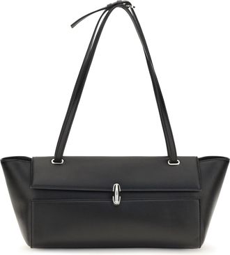 Savette Womens Shoulder Bag Symmetry Trapeze Black Calf Leather