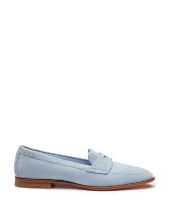 Santoni Womens Suede Penny Loafer in Blue at Nordstrom, Size 10.5