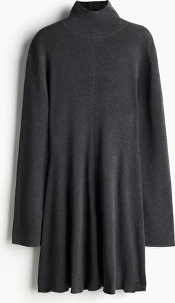 H&M Feinstrick-Kleid mit Turtleneck - Dunkelgraumeliert