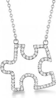 Allurez Diamond Puzzle Pendant Necklace 14k White Gold (0.33ct)