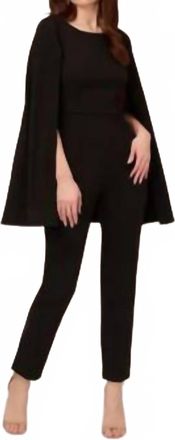 Adrianna Papell Knit Crepe Cape Jumpsuit In Black