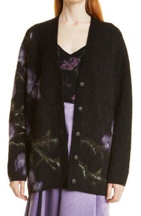 Vince Orchid Jacquard Cardigan in 001Blk-Black at Nordstrom Rack, Size X-Large