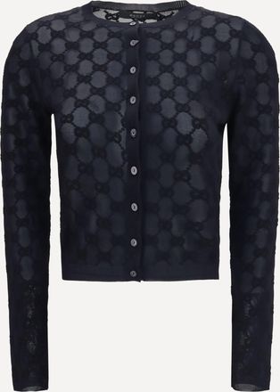 Gucci Cardigan in cr&ecirc;pe di viscosa con logo GG all over Woman L