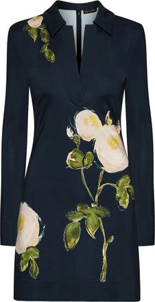 Oscar De La Renta Abito corto in jersey con stampa - Blu