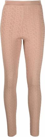Balmain Monogram Beige Leggings - Dames - Leggings - Beige - L - Polyester - Broeken