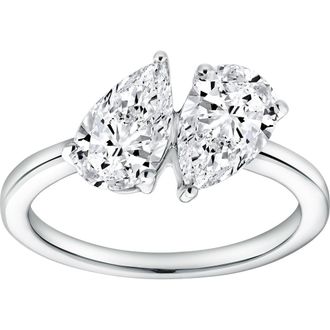 LuvMyJewelry Twin Flames 14K Gold Pear Cut Lab Grown Diamond Toi et Moi Ring - 2 ct in 14K White Gold at Nordstrom, Size 5.5
