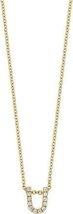 Bony Levy 18k Gold Pavé Diamond Initial Pendant Necklace in 18K Yellow Gold - U at Nordstrom, Size 18 In