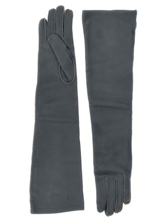 Agnona Long Leather Gloves - Charcoal
