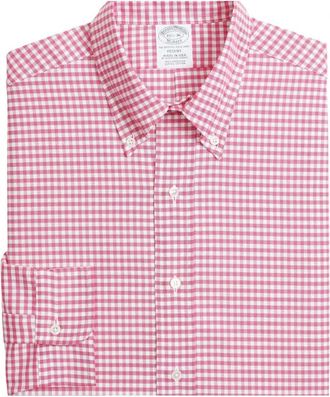 Brooks Brothers Regent Regular-fit Non-iron Overhemd - Heren - Zakelijke Overhemden - Roze - 2XL - Katoen - Overhemden