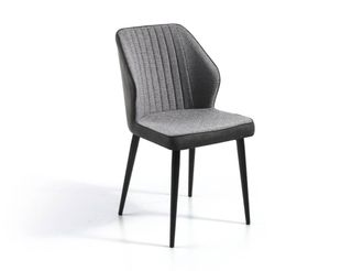 Pondecor Interiorismo Set 4 sillas boston tela jaspeada gris y polipiel gris
