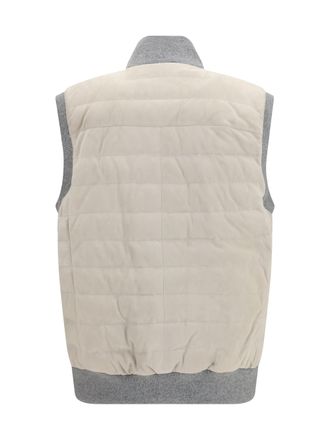 Brunello Cucinelli Mens Padded Vest English White+panama Blazers E Vests