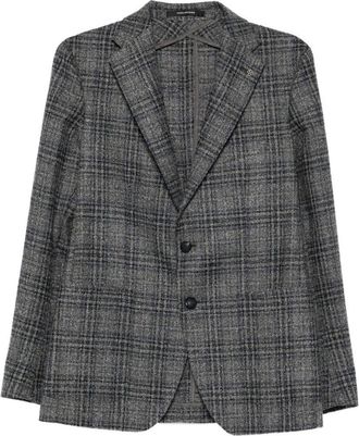Tagliatore Gray Checked Blazer In Virgin Wool