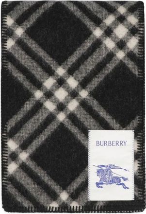 Burberry Tri Bar Check Wool Scarf - Heren - Wintersjaals - Zwart - ONE Size - Wol - Accessoires