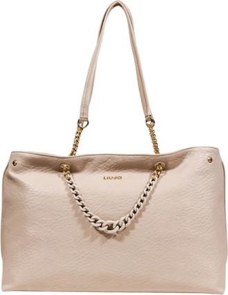 Liu Jo Elegante Gehamerde Leren Tote Tas - Dames - Schoudertassen - Beige - ONE Size - Polyester - Tassen