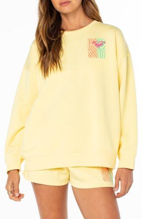 Roxy Morning Strole Graphic Crewneck Sweatshirt in Popcorn at Nordstrom, Size Xx-Large