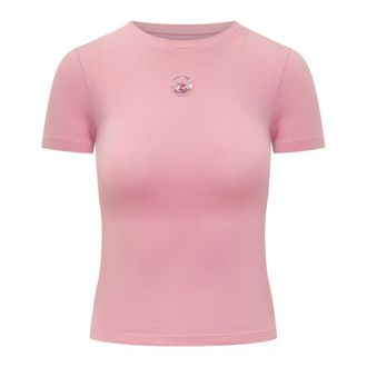 Marine Serre Pearl Logo Baby Fit T-shirt - female - Marine Serre - T-Shirts - Pink - XS - Tops