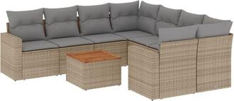 vidaXL Set De Sof&aacute;s De Jard&iacute;n 9 Pzas Con Cojines Rat&aacute;n Sint&eacute;tico Beige Vidaxl