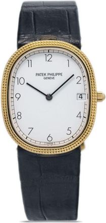 Patek Philippe pre-owned Ellipse 27mm - men - Sapphire Crystal/18kt Yellow Gold/Alligator Leather - One Size - White