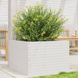 Berkfield Home Garden Planter White 70x70x45.5 cm Solid Wood Pine