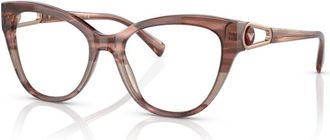 Emporio Armani 3212 Vista Translucent Brown Acetate Cat-Eye Eyeglasses with Gold Accents