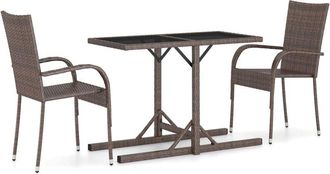 vidaXL 3 Piece Garden Dining Set Brown Vidaxl