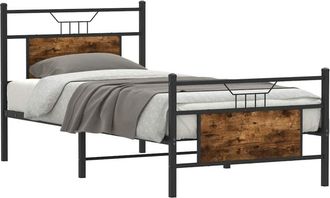 vidaXL Bed Frame without Mattress Smoked Oak 80x200 cm Engineered Wood Vidaxl